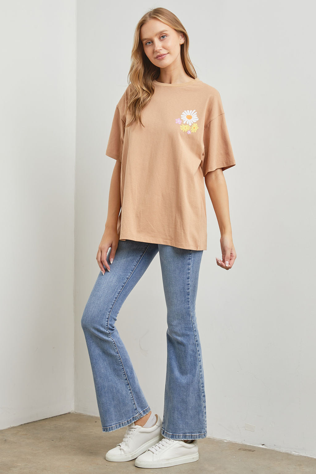 Floral Canvas Tee - Camel