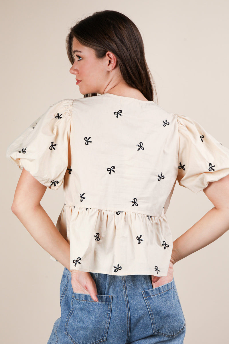 Bow & Behold Top - Beige