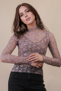 Transparent Touch Top - Mauve Floral