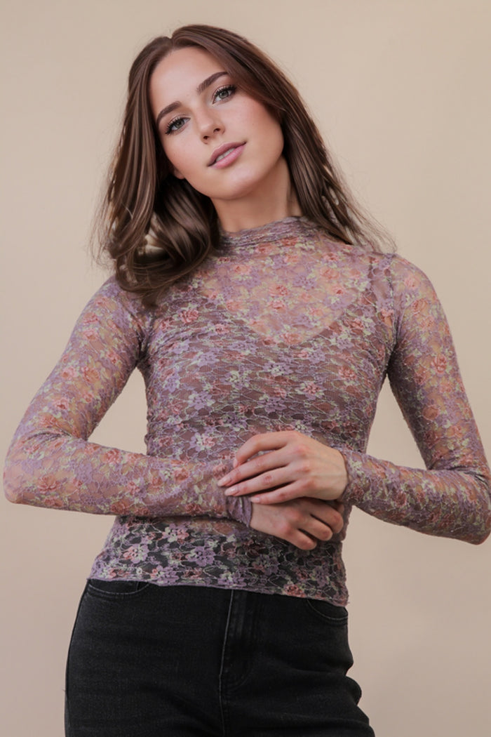 Transparent Touch Top - Mauve Floral
