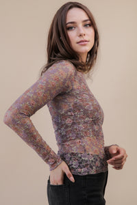 Transparent Touch Top - Mauve Floral