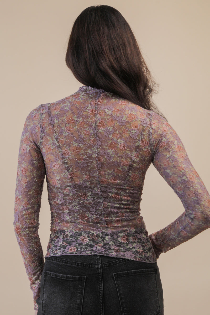 Transparent Touch Top - Mauve Floral