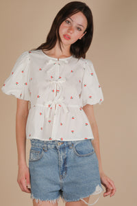 Bow & Behold Top - White Cherry