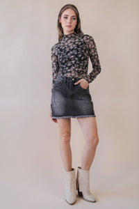 Transparent Touch Top - Black Floral
