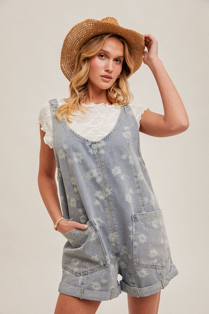 Wild Bloom Romper - Denim