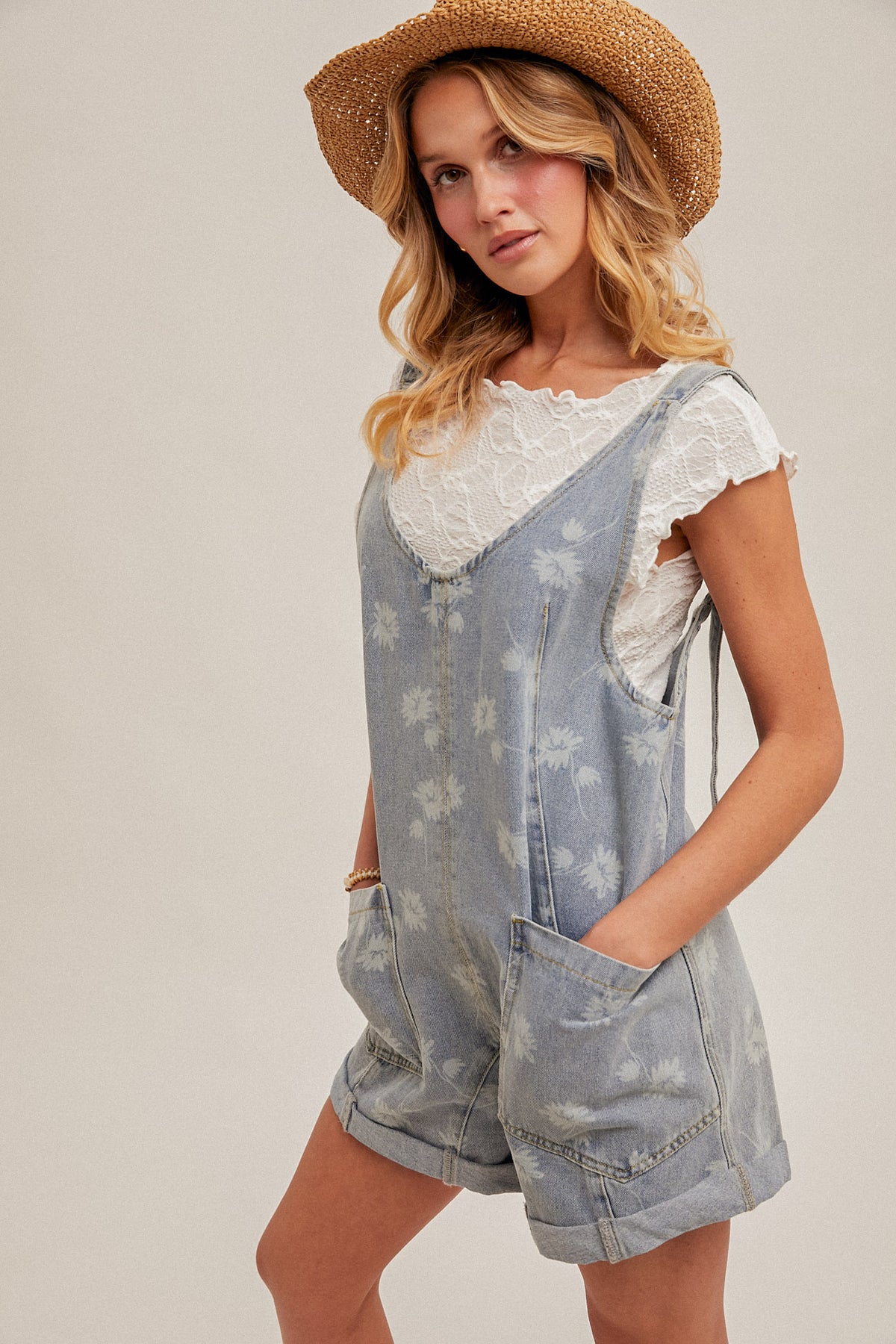 Wild Bloom Romper - Denim