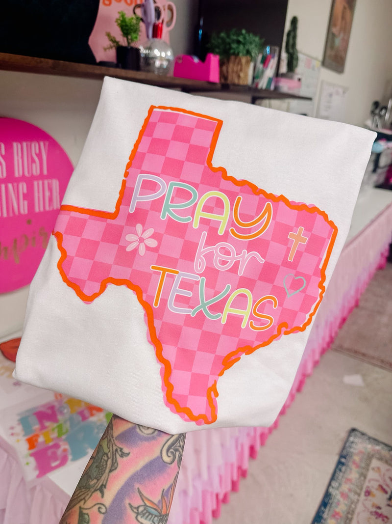 Pray for Texas - Checkered Pink