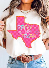 Pray for Texas - Checkered Pink