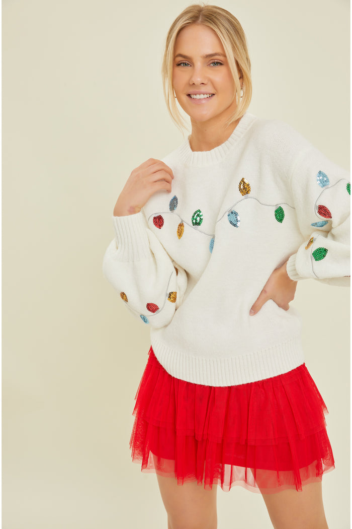 Holiday Lights Sweater - Ivory