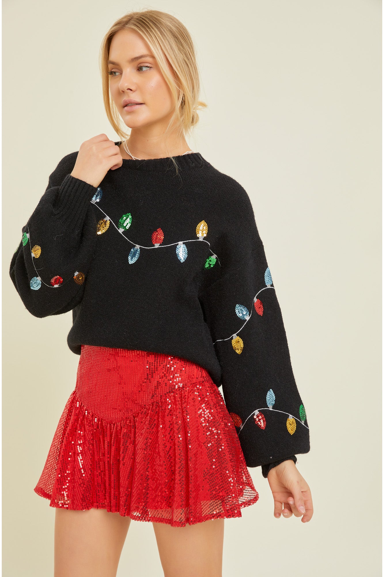 Holiday lights sweater hotsell