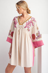 Soul Flower Dress - Ivory/Pink