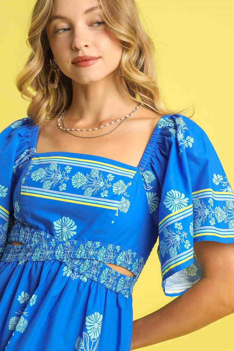 Mosaic Motif Dress - Blue