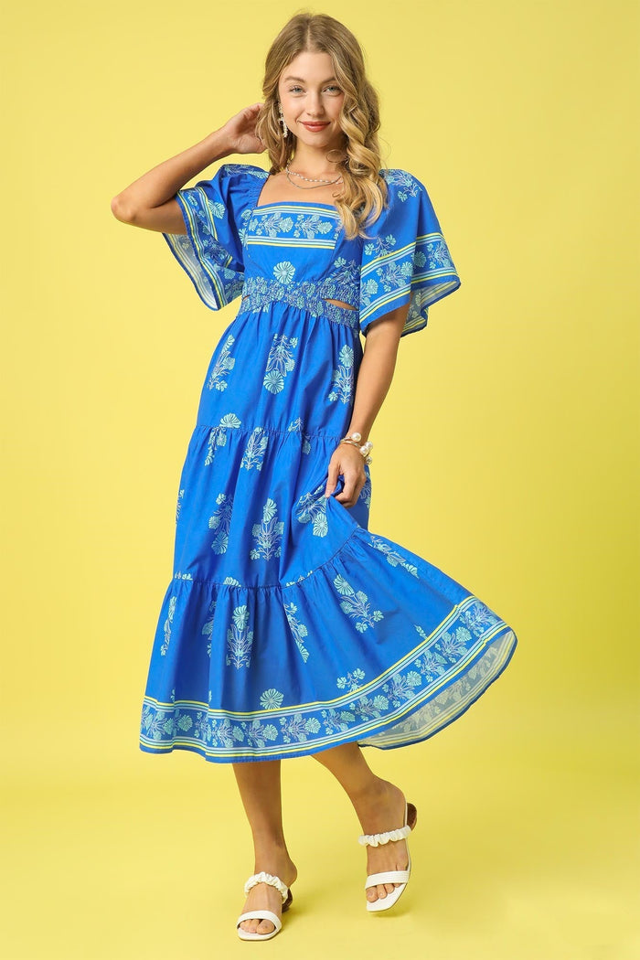 Mosaic Motif Dress - Blue