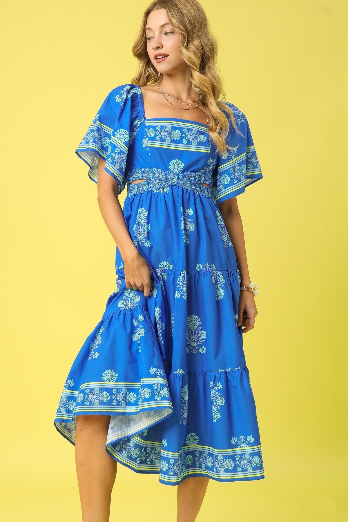 Mosaic Motif Dress - Blue