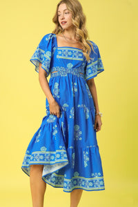 Mosaic Motif Dress - Blue