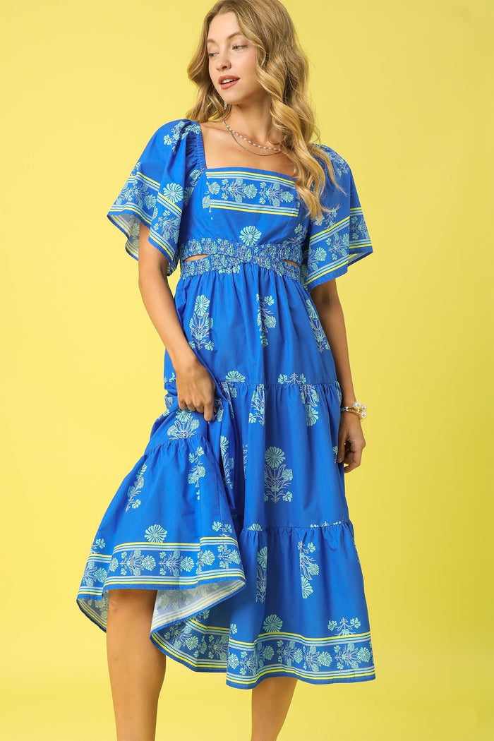Mosaic Motif Dress - Blue