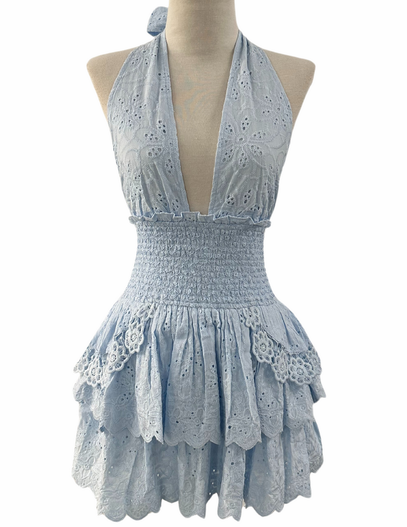 Flirtatious Charm Dress - Light Blue