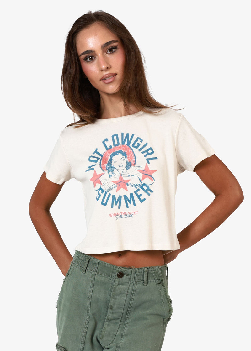Hot Cowgirl Summer Baby Tee - White