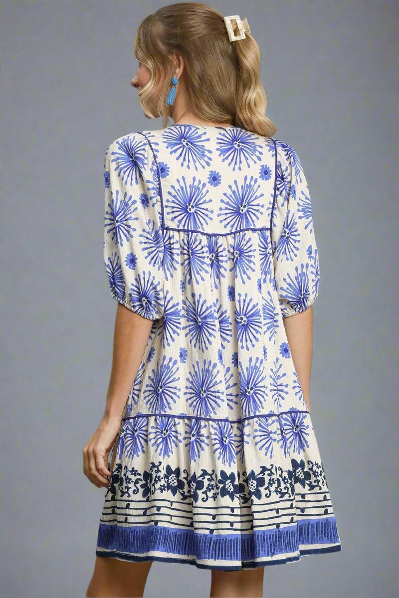 Bold Strokes Dress - Blue