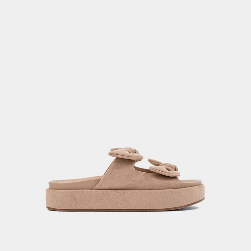 Kiki Platform Sandal - Beige Suede
