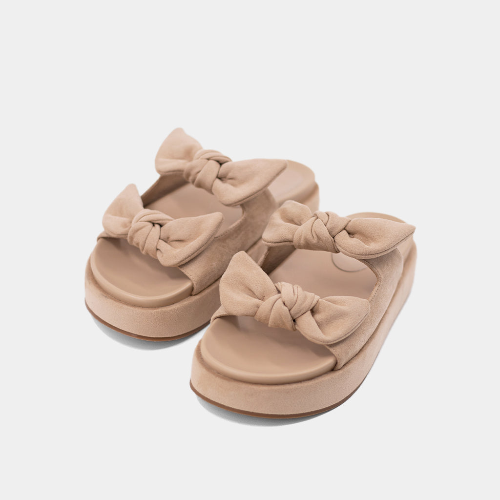 Kiki Platform Sandal - Beige Suede