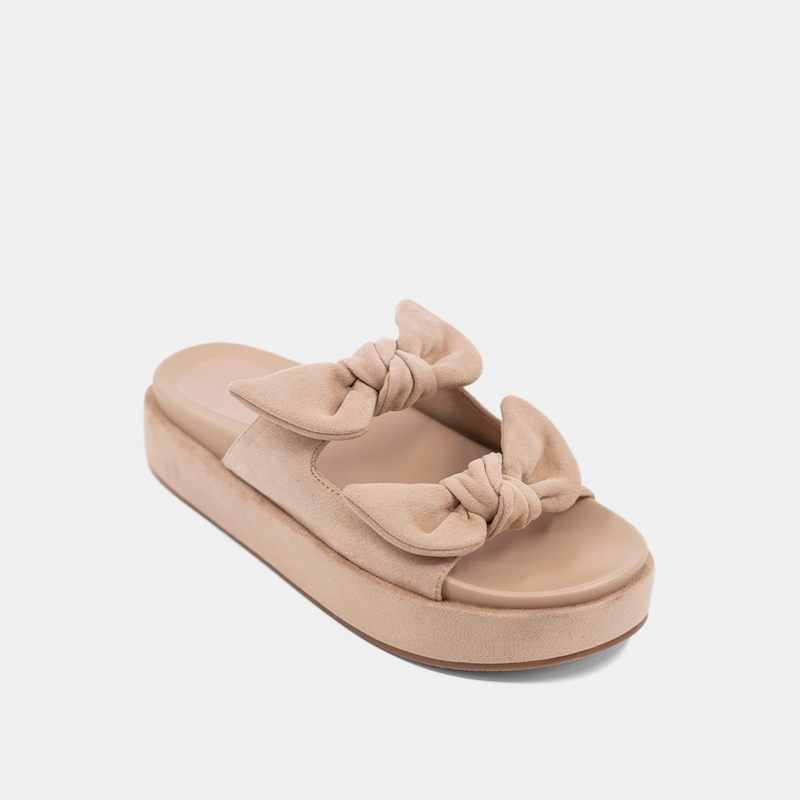 Kiki Platform Sandal - Beige Suede