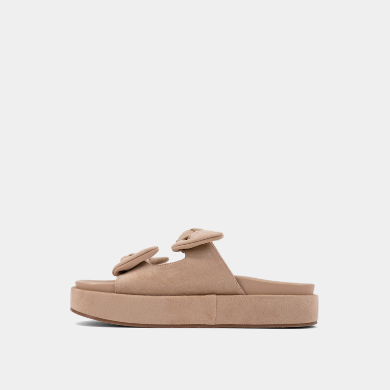 Kiki Platform Sandal - Beige Suede