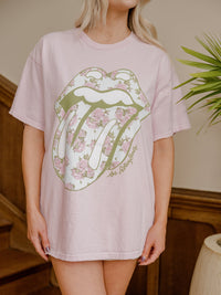 Rolling Stones Floral Lick Tee - Pink