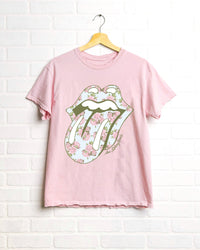 Rolling Stones Floral Lick Tee - Pink