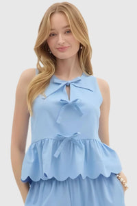 Scalloped Charm Top - Blue