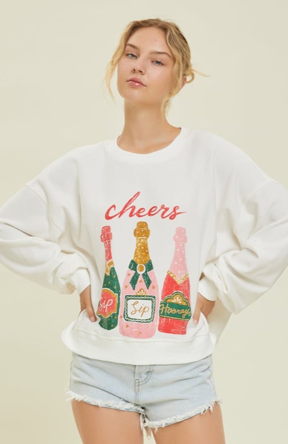 Cheers Graphic Sweater - Ivory