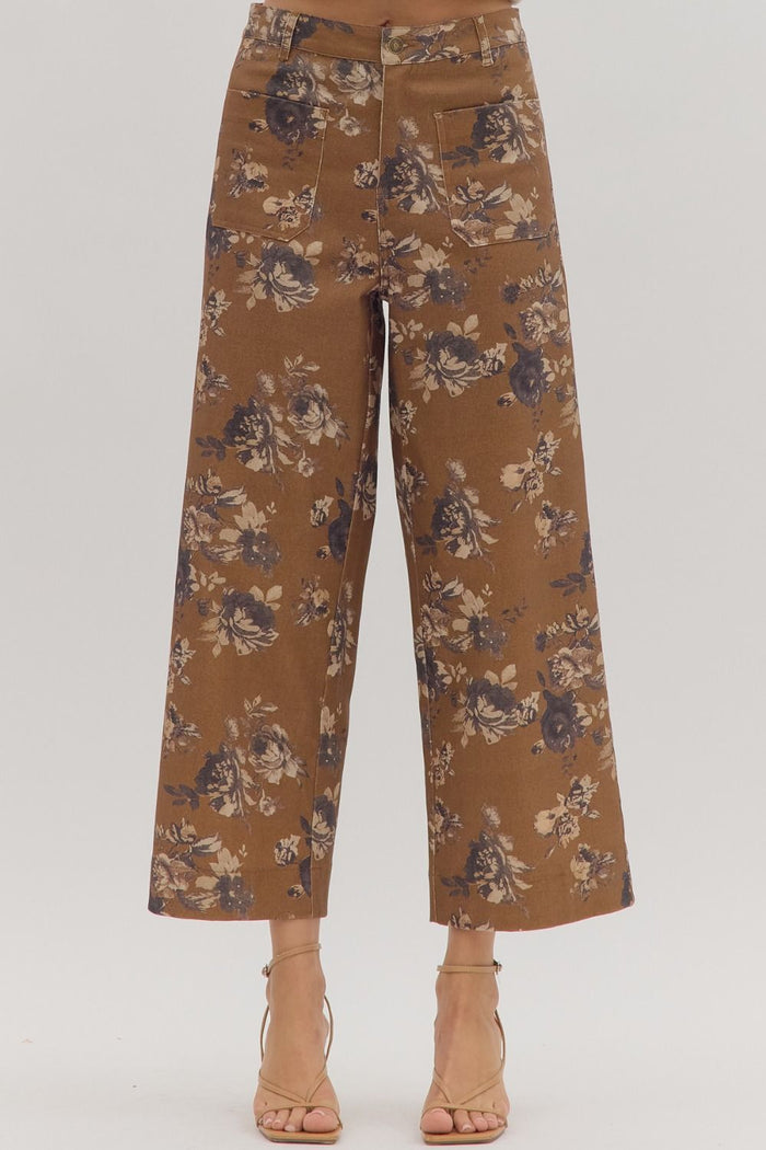 Floral Fixation Pants - Caramel