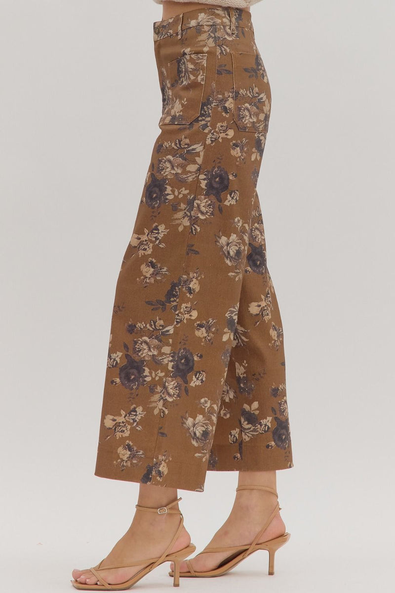 Floral Fixation Pants - Caramel