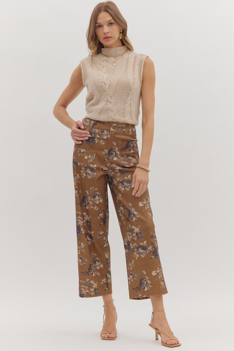 Floral Fixation Pants - Caramel