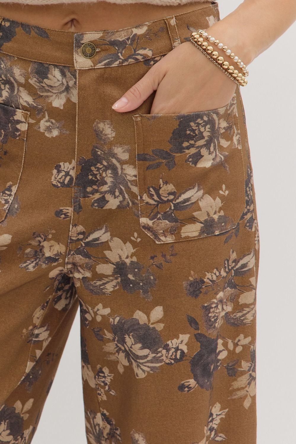 Floral Fixation Pants - Caramel