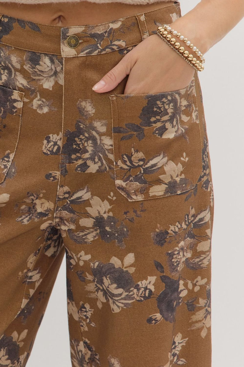 Floral Fixation Pants - Caramel
