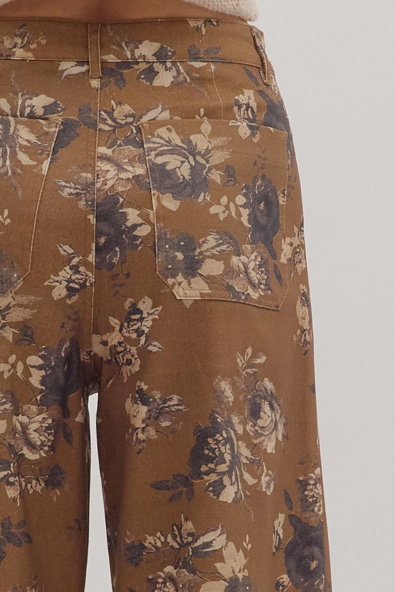 Floral Fixation Pants - Caramel