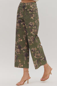 Floral Fixation Pants - Olive