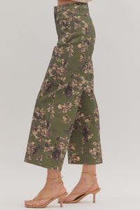 Floral Fixation Pants - Olive