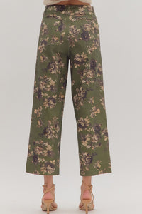 Floral Fixation Pants - Olive