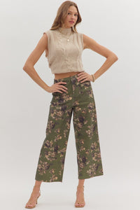 Floral Fixation Pants - Olive