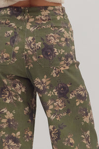 Floral Fixation Pants - Olive
