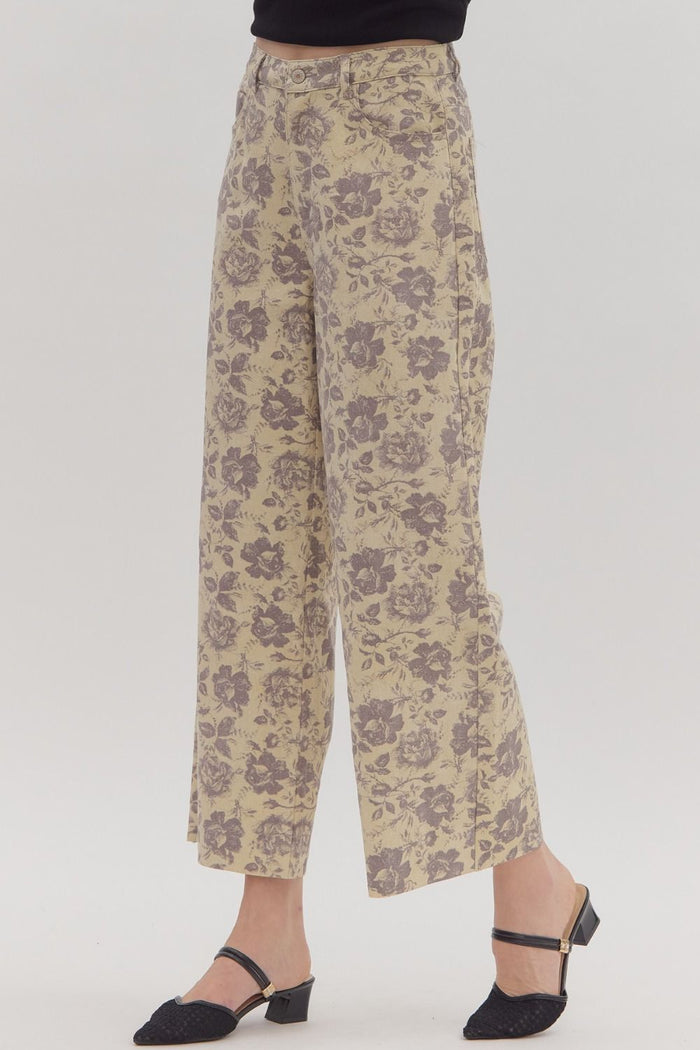 Whispering Bloom Pants - Ecru