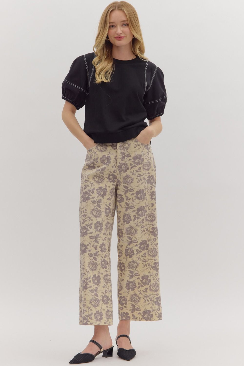 Whispering Bloom Pants - Ecru