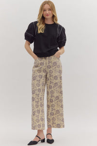 Whispering Bloom Pants - Ecru