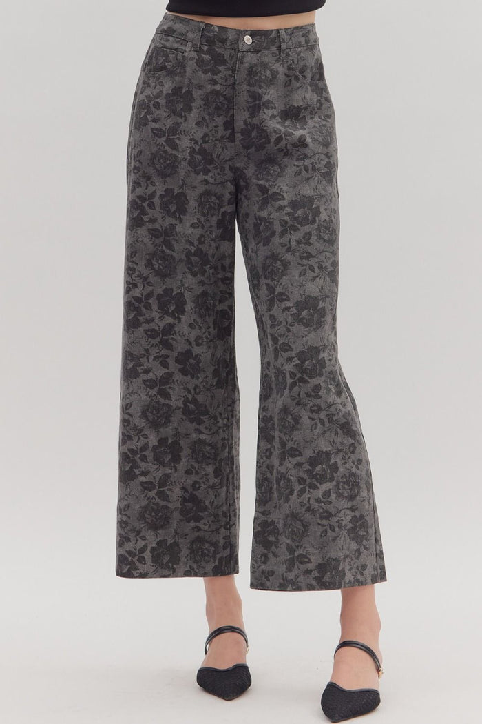 Whispering Bloom Pants - Charcoal