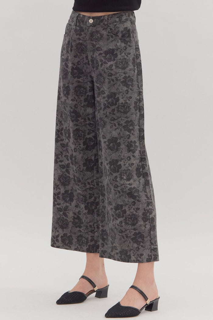 Whispering Bloom Pants - Charcoal