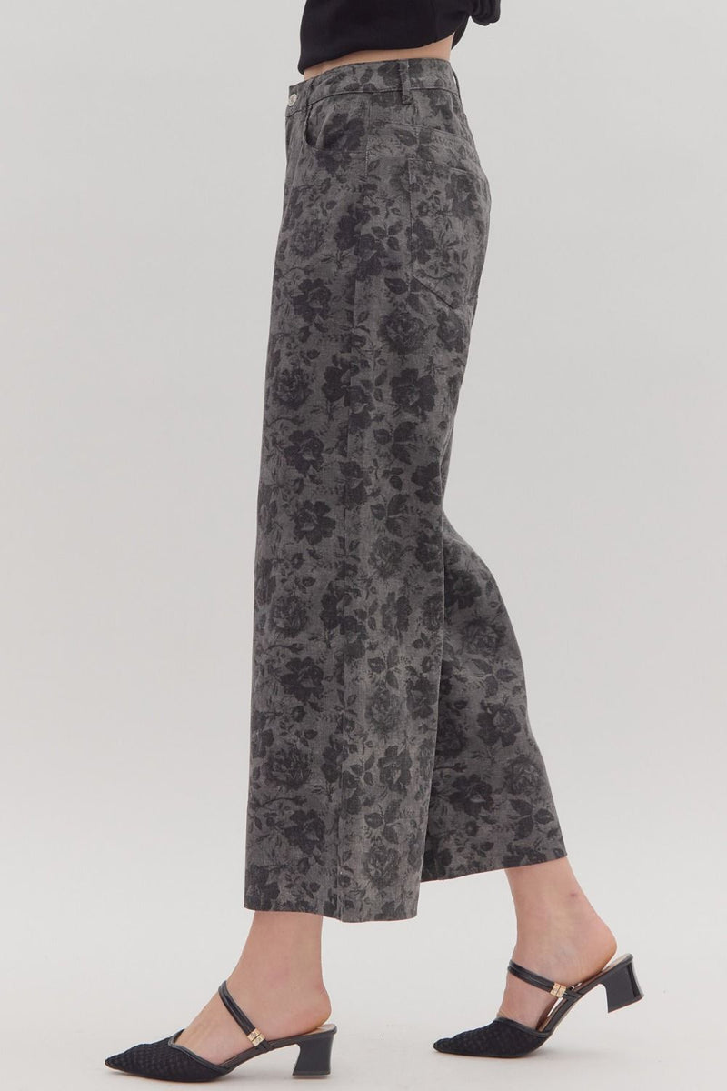 Whispering Bloom Pants - Charcoal