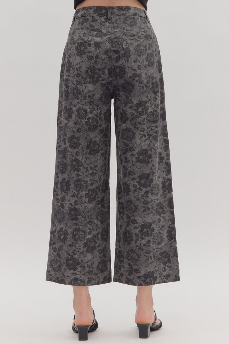 Whispering Bloom Pants - Charcoal