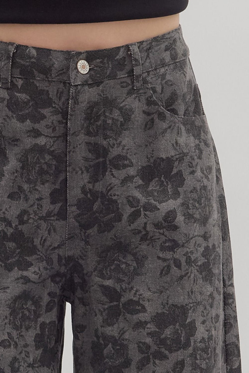 Whispering Bloom Pants - Charcoal